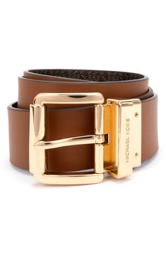 Secured with a gleaming buckle, this chic belt reverses from solid leather to a monogram logo print for versatile styling. Leather/synthetic Imported A Monogram Logo, Chic Belt, A Monogram, Reversible Belt, Nordstrom Store, Monogram Logo, Logo Print, Michael Kors, Nordstrom