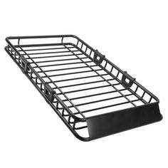 a black metal bed frame on a white background with clippings to the bottom