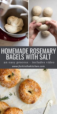 homemade rosemary bagels with salt and an easy process video