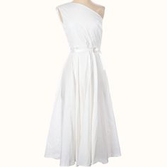 Nwt Rosetta Getty Dress In Cotton Poplin. One-Shoulder Neckline. Sleeveless. Self-Tie Sash At Waist. A-Line Silhouette. Midi Length. Back Zip. Cotton. 100% Cotton Strapless Neckline Strapless A-Line Silhouette Calf Length Made In Usa Of Imported Material Approx. Measurements: 35.5” Chest, 46.75 Length From Shoulder Model Measurements Height:5 Ft 9 In Bust/Chest:31.5 In Hips:35 In Waist: 24 In Model Is 5 Ft 9 In Wearing Size 2 (Us) Comfortable Flattering Casual Chic Wardrobe Staple Versatile Rela Fitted One Shoulder Daywear Dresses, One-shoulder Fitted Dresses For Daywear, One Shoulder Fitted Daywear Dresses, One Shoulder Fitted Dresses For Daywear, White One Shoulder Midi Dress For Summer, White Sleeveless One-shoulder Cocktail Dress, One Shoulder Sleeveless Formal Summer Dress, One Shoulder Sleeveless Dress For Summer Formal Events, White One-shoulder Formal Dress For Spring