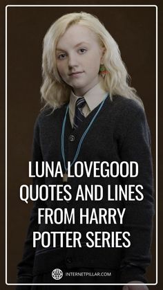 a girl with blonde hair wearing a harry potter sweater and tie in front of a brown background