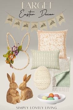 an easter themed design board with bunnies and eggs