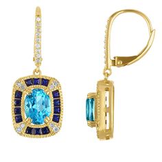 Accessorize in style with these Tiara 14k gold plated sterling silver blue topaz & 1/10 carat T.W. diamond leverback earrings. Click on this JEWELRY & WATCHES GUIDE to learn about fit, styles, materials and more! Accessorize in style with these Tiara 14k gold plated sterling silver blue topaz & 1/10 carat T.W. diamond leverback earrings. Click on this JEWELRY & WATCHES GUIDE to learn about fit, styles, materials and more! FEATURES Dimensions: 30.5 mm x 10.5 mm Closures: leverback Nickel free Met Yellow Gold Blue Topaz Jewelry With Diamond Accents, Yellow Gold Jewelry With Diamond Accents And Blue Topaz, Formal Jewelry With Blue Topaz And Accent Stones, Topaz Anniversary Earrings With Gemstone Accents, Formal Blue Topaz Jewelry With Accent Stones, Yellow Gold Earrings With Blue Topaz And Gemstone Accents, Anniversary Yellow Gold Earrings With Blue Topaz, Anniversary Yellow Gold Blue Topaz Earrings, Yellow Gold Jewelry With Blue Topaz And Accent Stones