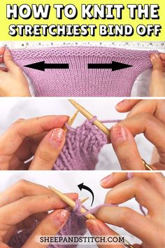 how to knit the stretchest bind off with knitting needles and yarn - step by step instructions for beginners