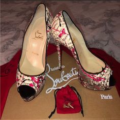 Reposhing This Item. Loved It, But Ready To Rotate For Something New. Beautiful Shoes Questions? Leave A Comment Below! Fuchsia Color, Louboutin Shoes, Black Paint, Beautiful Shoes, Christian Louboutin Shoes, Python, Christian Louboutin Pumps, Something New, Shoes Women Heels