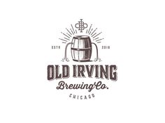 the old irving brewing logo is shown in brown and white, with an image of a barrel