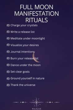 Maximize the full moon’s energy with rituals like charging crystals, journaling intentions, and dancing under moonlight. Release old patterns and set clear goals to manifest your desires. Journaling Intentions, Full Moon Manifestation, Charging Crystals, Moon Manifestation, Under Moonlight, Witch Tips, Old Patterns, Charge Crystals