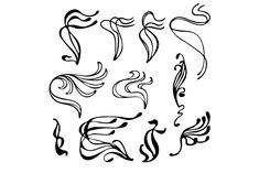 the letters e and f are drawn in black ink on a white background with swirls