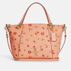 Beautiful Large Satchel By Coach Printed Coated Canvas And Smooth Leather Inside Zip Pocket Zip-Top Closure, Fabric Lining Color Is Gold/Faded Blush Multi Looks Like A Salmon Color. Handles With 5" Drop Outside Zip Pocket Detachable Strap With 22" Drop For Shoulder Or Crossbody Wear 10" (L) On The Bottom 14”L On Top X 9”(H) X 4”(W) Brand New With Tags Coach Floral Print Bags For Everyday Use, Elegant Coach Bags With Floral Print, Elegant Red Bags With Floral Print, Elegant Red Floral Print Bags, Red Floral Print Shoulder Bag, Coach Tote Bags, Cute Handbags, Handbag Heaven, Luxury Purses