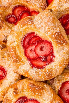 strawberry pastries piled on top of each other