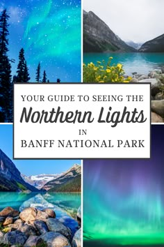 How to See the Northern Lights in Banff National Park, Canada Northern Lights Banff, Banff Canada Aesthetic, Northern Lights Photo Ideas, Banff Canada Christmas, Alberta Northern Lights, Banff Canada Northern Lights, Canada Northern Lights, Glacier National Park To Banff