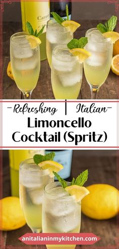 three glasses filled with lemonade and mint spritz