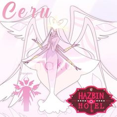 an anime character is standing in front of a pink background with the name cera on it