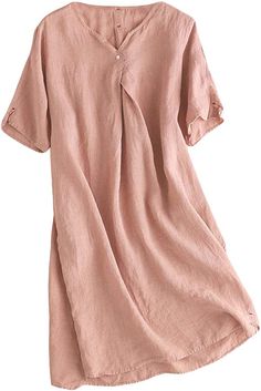 https://amzn.to/3Z8EE4X Sarouel Pants, Summer Tunic Dress, Baggy Dresses, Tunic Dresses, Loose Midi Dress, Linen Tunic Dress, Summer Tunics, Summer Linen Dresses, Casual Tunics