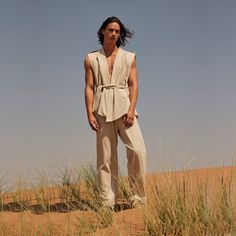 Deluxe Beige %100 Vest Linen Set - Limited Edition 🌿 ️ 🌾 The Vest Kimono is made from high-quality linen fabric, giving it a luxurious look and feel. Featuring sleek shoulder epaulettes and shoulder folds, this kimono has a more masculine appearance. The pleated details on the back provide a comfortable range of motion, allowing you to move freely throughout the day.This kimono also comes with its own matching belt, allowing you to cinch it in at the waist for a more fitted look. You can wear Masculine Fabric, Linen Outfits For Men, Linen Vest Mens, Linen Suit For Men, Linen Menswear, Wedding Guest Men, Vest Linen, Linen Suits For Men, Linen Outfits