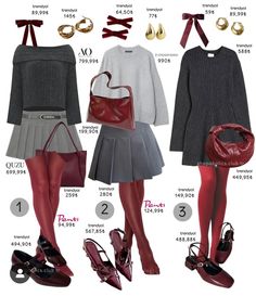 Current Style Trends 2024, Outfits With Red Tights, Grey Skirt Outfit Winter, Maroon Tights Outfit, Red Tights Aesthetic, Red Tights Outfit, Mode Editorials, Red Tights, Autumn Outfits