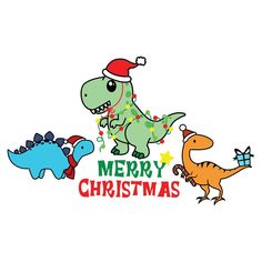 merry christmas with dinosaurs and santa hat