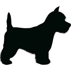 a black silhouette of a dog on a white background