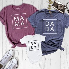 Mama Dada Baby Shirt, Family Matching Tee, Mommy and Me Shirt, Mothers Day Tshirt, Family Birthday Tshirt, New Dad Outfit, Fathers Day Shirt Celebrate every special family moment with our Mama Dada Baby Shirt, the ultimate Family Matching Tee that brings everyone together in style. Perfect for Mother's Day, this Mommy and Me Shirt adds a touch of love and unity to your wardrobe. Our Family Birthday Tshirt makes each celebration even more memorable, while the New Dad Outfit and Father's Day Shirt Mother's Day Casual Family T-shirt, Family Matching Custom Print T-shirts For Mother's Day, Mother's Day Family Matching T-shirts With Custom Print, Mummy Daddy Baby Matching Shirt, Family Matching Graphic Print T-shirt For Mother's Day, Mom Dad Baby, Mommy And Me Shirt, Family Birthday, Dad Baby