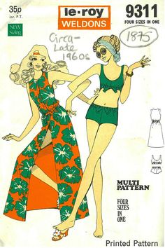 1960s Vintage Sewing Pattern B34-40 DRESS - BIKINI (1875) Barbara Hulanicki Biba | eBay Fashion Illustration Pattern, Vintage Fashion Illustration, Biba Fashion, Barbara Hulanicki, Long Dress Patterns, Vintage Vogue Sewing Patterns, Retro Sewing Patterns, Vogue Sewing, Vogue Sewing Patterns