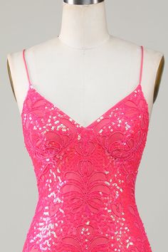 Hot Pink Sparkly Hoco Dress, Hot Pink Short Dress Formal, Cocktail Dress Prom Evening Party, Sparkly Short Dresses, Hot Pink Hoco Dress, Pink Hoco Dress, Hoco Court, Hot Pink Homecoming Dress, Backless Cocktail Dress