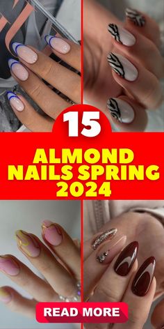 Almond Nails For Spring, Almond Shape Fall Nails, Long Almond Nails, Short Almond Nails, Long Nail Designs, Short Almond, Almond Nails Designs, Almond Nail, Almond Shape