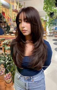 25 Wispy Bangs Style Ideas for Stylish Women Long Hair Layers Face Framing Bangs, Metamorphosis Manga Saki, Layer Haircut For Long Hair With Bangs, Layers And Curtains Bangs, Shaggy Layers With Wispy Bangs, Long Haircut Bangs Round Face, Layers On Round Face, Haircut Inspo For Round Face, Telenovela Hair