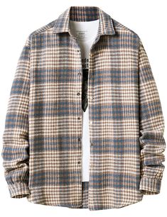 PRICES MAY VARY. Soft flannel cotton fabric, lightweight and warm, comfortable to wear. Relaxed fit, front snap button closure, snap button cuffs. Vintage fashion classic plaid pattern, turn down collar, long sleeve. Suitable for casual daily, home, outdoor activity, dates and party, spring, autumn and winter. Machine Washable/ hand washable, Do not bleach. The brand "Locachy" is designed with simplicity, relaxing and comfortable, focus on providing more quality apparel.

Size Chart for Men's Ca Shirt Jacket Men, Mens Shorts Summer, Red Plaid Flannel, Plaid Shirts, Mens Sleepwear, Mens Flannel, Grey Plaid, Yellow Plaid, Home Outdoor