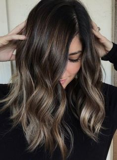 Brown On Brown Highlights Brunettes, Hand Painted Hair Balayage, Curtain Highlights Hair, Subtle Balyage Long Hair Brunettes, Partial Balayage For Brunettes, Natural Brown Balayage Subtle Highlights, Brunette Subtle Balayage Hair, Subtle Partial Balayage Brunette, Chunky Balayage Brunettes