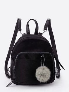 Tas Lv, Pom Pom Bag, Velvet Backpack, Backpacks Black, Rucksack Bags, Knapsack Bag, Decorated Bags, Embellished Bags