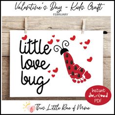 a valentine's day card with the words little love bug on it