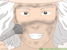 an image of a man with white hair using a blow dryer on his face