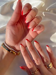 Red Tip Nails, Subtle Nails, Tip Nails, Acrylic Nails Coffin Short, Neutral Nails, Xmas Nails