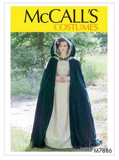 the cover of mccall's costumes, featuring a woman in a cloak and bonnet