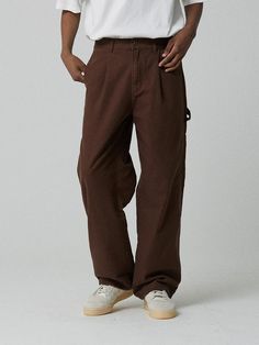 This is a comfortable and trendy pants by MAGOODGAN that is made out of high quality cotton 100% fabric. With unique design detail and trendy mood, it will stand out from your casual daily outfit. - Single tuck detail on the waist- Adjustable string on the hem- Wide unisex silhouette- Soft texture through washing process Brown Utility Trousers, Brown Utility Straight Leg Pants, Brown Straight Leg Utility Pants, Brown Wide Leg Utility Pants, Urban Brown Straight Leg Pants, Brown Wide Leg Pants For Streetwear, Wide Leg Brown Pants For Streetwear, Brown Baggy Utility Pants, Brown Straight Leg Streetwear Bottoms