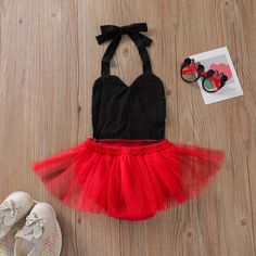 First Birthday Minnie Mouse, Minnie Mouse Costume, Black Sequin Top, Pink Cross, Minnie Mouse Girl, Birthday Girl Outfit, Red Baby, Black Cross, Cute Clothes