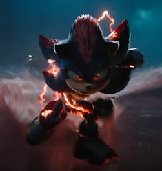 sonic the hedgehog in an animated video game with flames coming out of its mouth