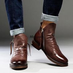 Find ideas๏ฟฝand inspiration for Leather shoes ankle boots men for elegant social wear New 2023 Fashion High-top, Mens boots Formal Ankle Martin Boots With Leather Sole, Elegant Business Martin Boots For Winter, Elegant Fall Ankle Chukka Boots, Elegant Fall Chukka Ankle Boots, Winter Business Martin Ankle Boots, Formal Winter Ankle Martin Boots, Masculine Ankle Chelsea Boots For Fall, Classic Martin Boots For Formal Fall Occasions, Masculine Chelsea Ankle Boots For Fall