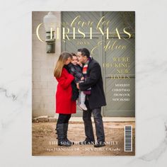 a magazine cover with an image of a man and woman hugging each other in front of a door