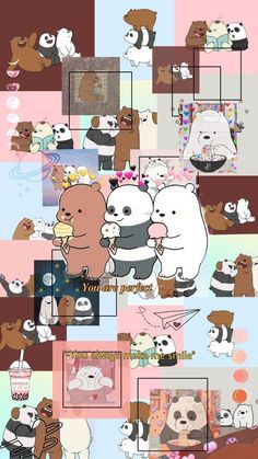 an image of many different pictures with animals on them, including bears and pandas