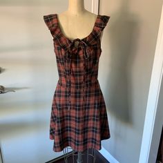 Cute Plaid Summer Dress! Never Worn. Size: 4 Plaid Summer Dress, Hot Topic Dresses, Mad Hatter Costume, Plaid Dress, Hot Topic, Colorful Dresses, Black And Red, Plaid, Summer Dresses