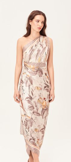 Elegant Multicolor Floral Dress For Summer, Elegant Multicolor Tropical Print Dress, Floral Print Dresses For Garden Parties, Flowy Resort Dresses, Printed Beachwear Dress For Garden Party, Beachwear Dresses With Floral Print For Garden Party, Floral Print Beachwear Dress For Garden Party, Tropical Printed Dresses, Elegant Beach Dress For Summer Parties