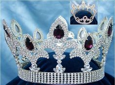 The Millennium Rhinestone UNISEX Full Silver Amethyst Purple Crown, CrownDesigners Purple Crown, Head Crown, Pageant Crowns, Rhinestone Tiara, Rhinestone Crown, Medieval Costume, Silver Fabric, Kings Crown, All Things Purple