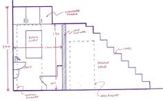 the floor plan for a house with stairs