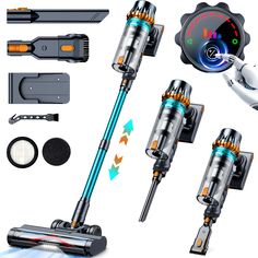 two vacuums with different types of attachments