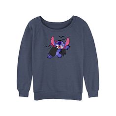 She'll love getting into the spooky spirit of the season with this Disney's Lilo & Stitch Dracula And Bats Juniors' Graphic Pullover. © Disney FEATURES Crewneck Long sleevesFABRIC & CARE Polyester, cotton Machine wash Imported Size: Medium. Color: Blue Heather. Gender: female. Age Group: kids. Light Blue Sweatshirt, Morning Girl, Slouchy Sweatshirt, Lilo Y Stitch, Stitch Clothes, Raglan Pullover, Lilo Stitch, Disney Lilo, Blue Sweatshirt