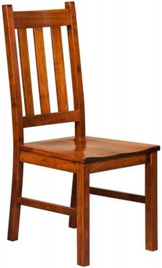 a wooden chair sitting up against a white background