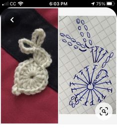 two pictures with different types of crochet on them, one has a small piece of yarn attached to it