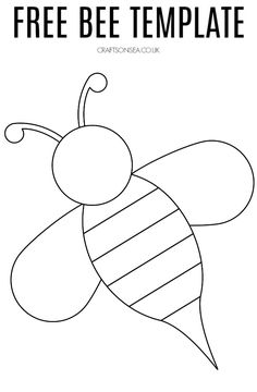 a black and white bee with the text free bee template on it's side