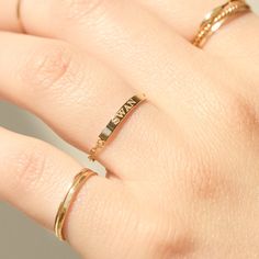 Sweet Nothing Gold Signet ID Ring | Catbird Jewelry Gold Engraved Ring For Everyday Wear, Everyday Engraved Yellow Gold Stackable Rings, Personalized Dainty Gold Engraved Ring, Everyday Yellow Gold Engraved Ring, Everyday Elegant Personalized Engraved Ring, Engraved Gold Round Band Jewelry, Minimalist Engraved Jewelry For Wedding, Minimalist Engraved Yellow Gold Stackable Rings, Dainty Gold Engraved Stackable Rings